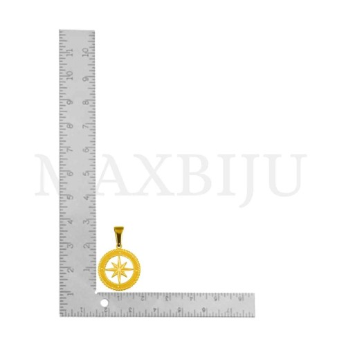 Stainless Steel Compass Rose Pendant 18mm