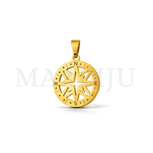 Stainless Steel Compass Rose Pendant 20mm