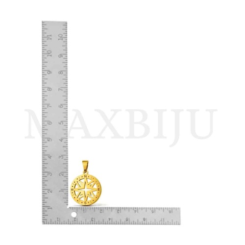 Stainless Steel Compass Rose Pendant 20mm