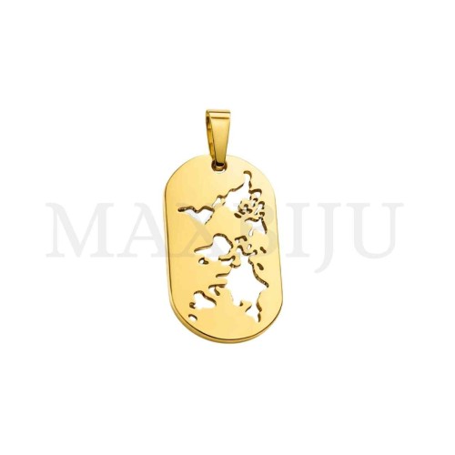 Stainless Steel World Map Pendant 31x19mm