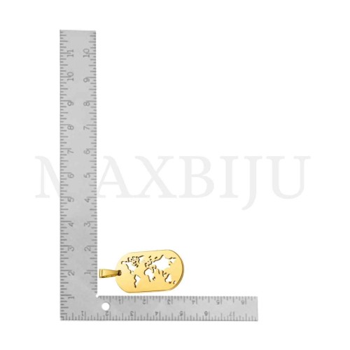 Stainless Steel World Map Pendant 31x19mm