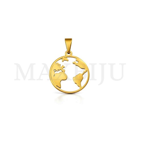 Stainless Steel World Pendant 20mm