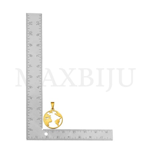 Stainless Steel World Pendant 20mm