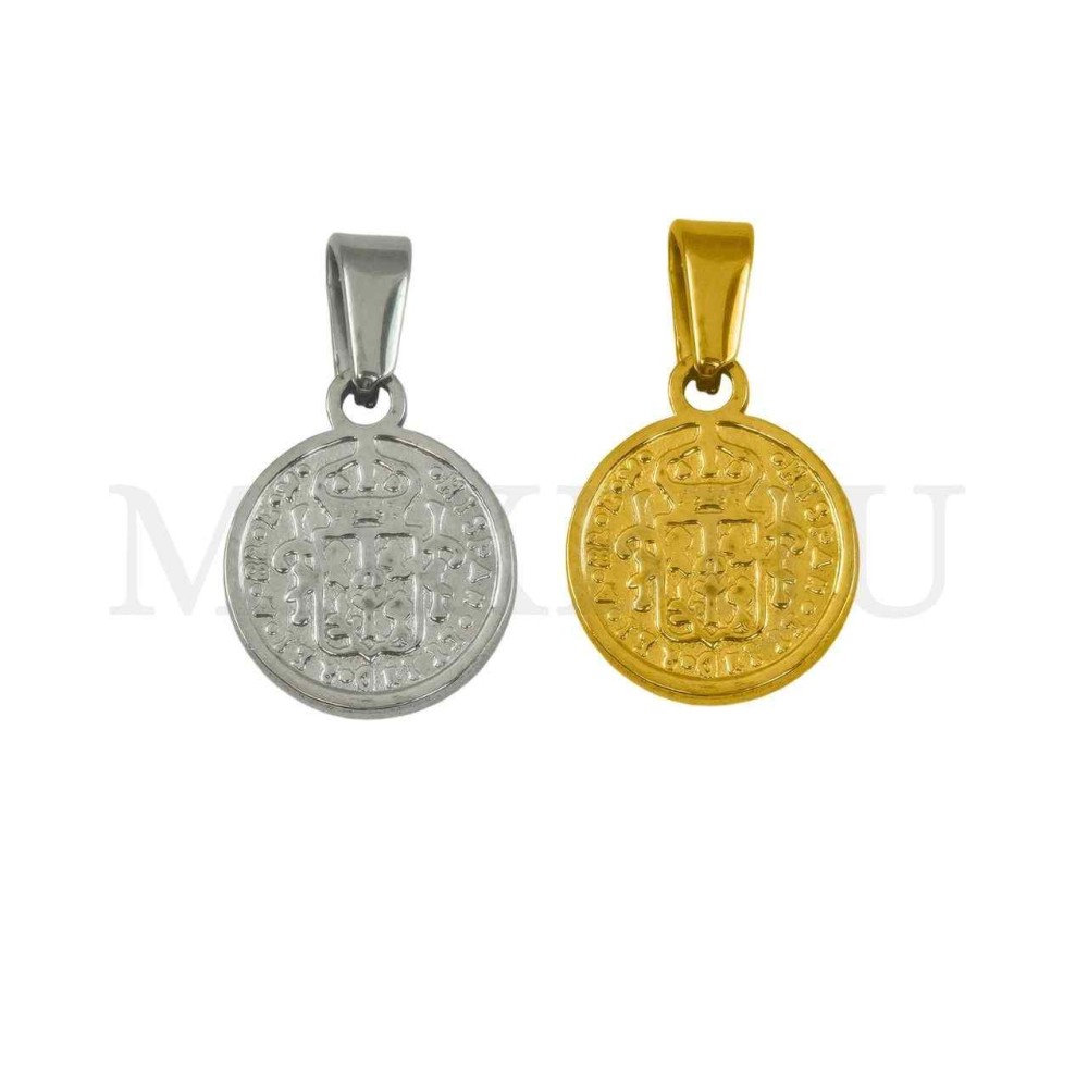 Stainless Steel Hispan Et Ind Rex Coin Pendant 11mm