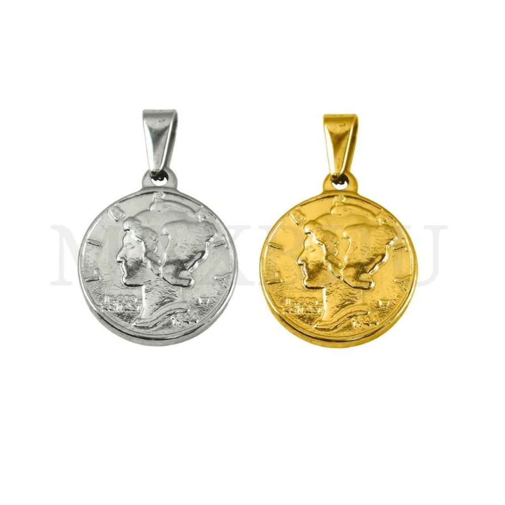 Stainless Steel One Dime Pendant 18mm