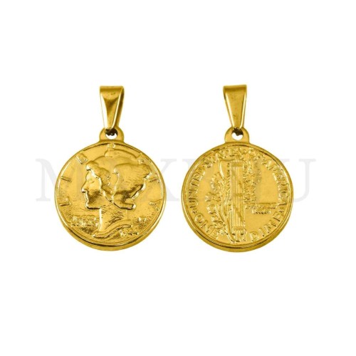 Stainless Steel One Dime Pendant 18mm