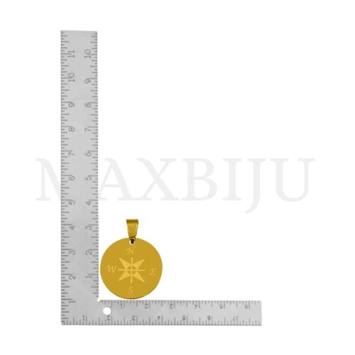 Stainless Steel Compass Rose Pendant 25mm