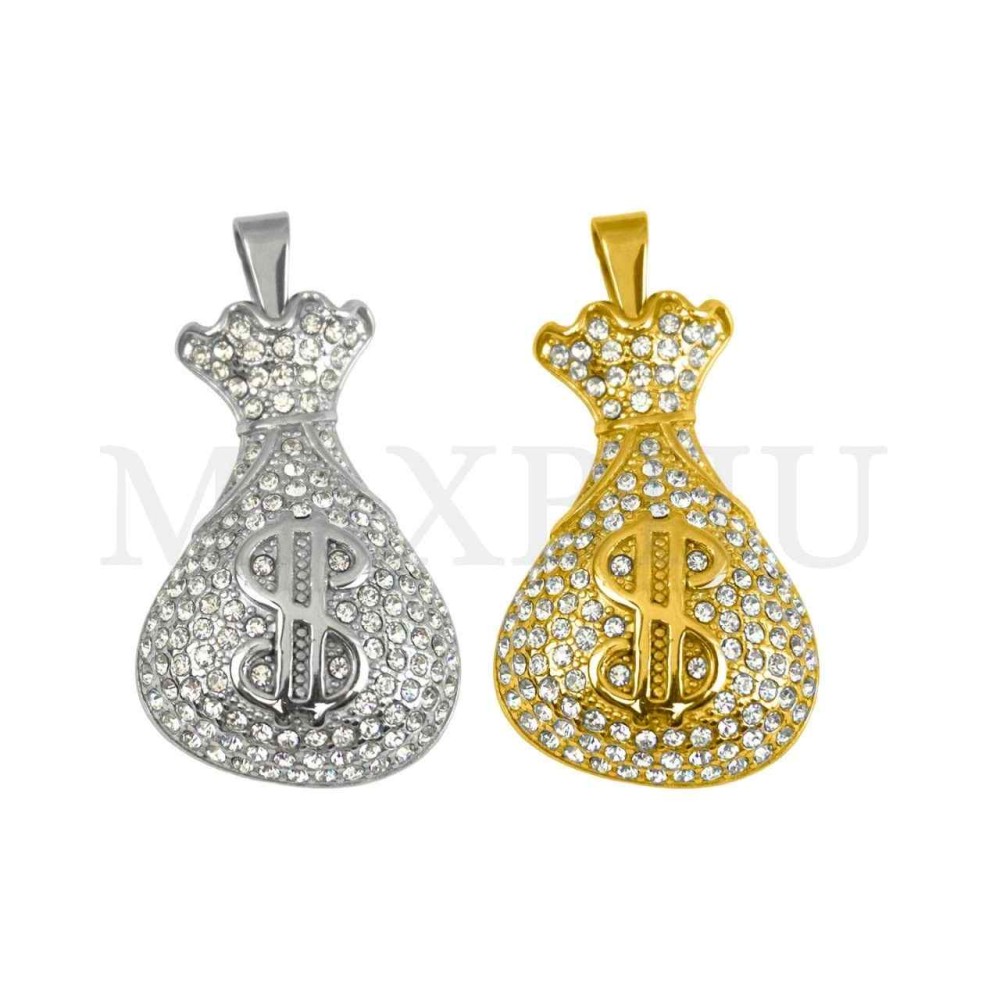 Stainless Steel Money Bag Pendant 27x41mm
