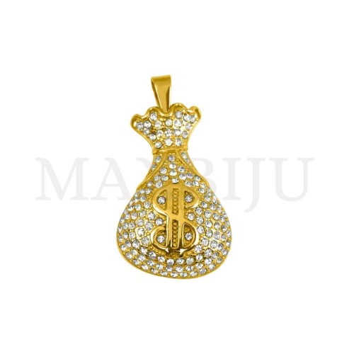 Stainless Steel Money Bag Pendant 27x41mm