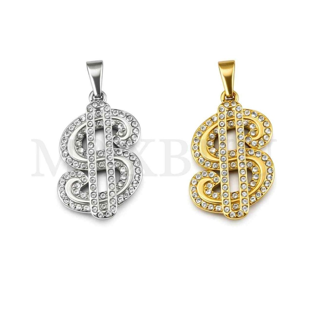 Stainless Steel Money Sign Pendant 24x38mm