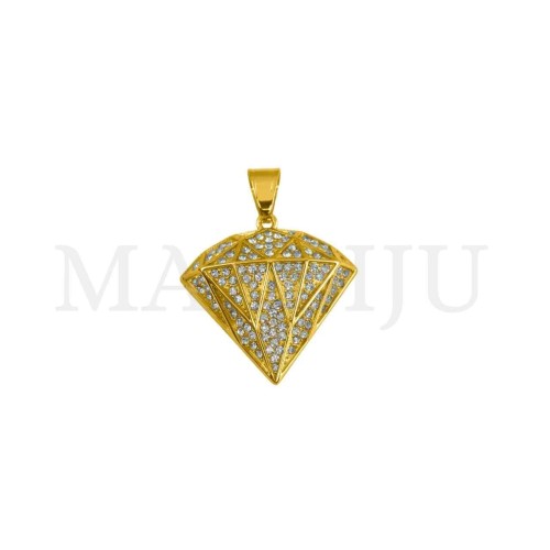 Stainless Steel Diamond Pendant 37x35mm