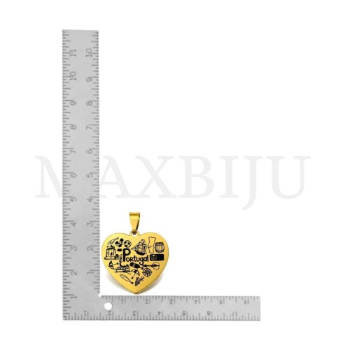 Stainless Steel Heart "Portugal" Pendant 30x29mm