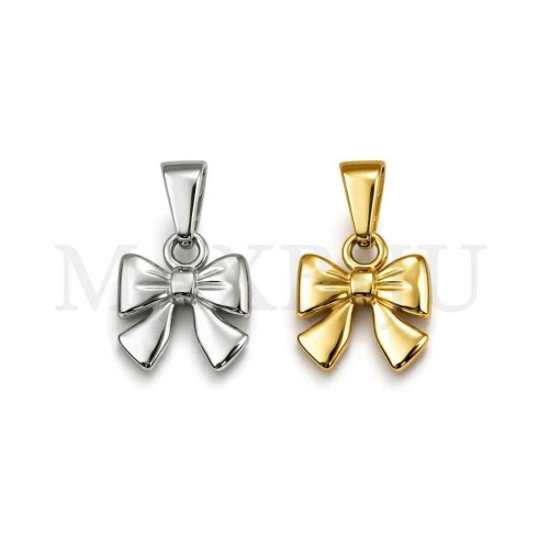 Stainless Steel Bow Pendant 12x14mm