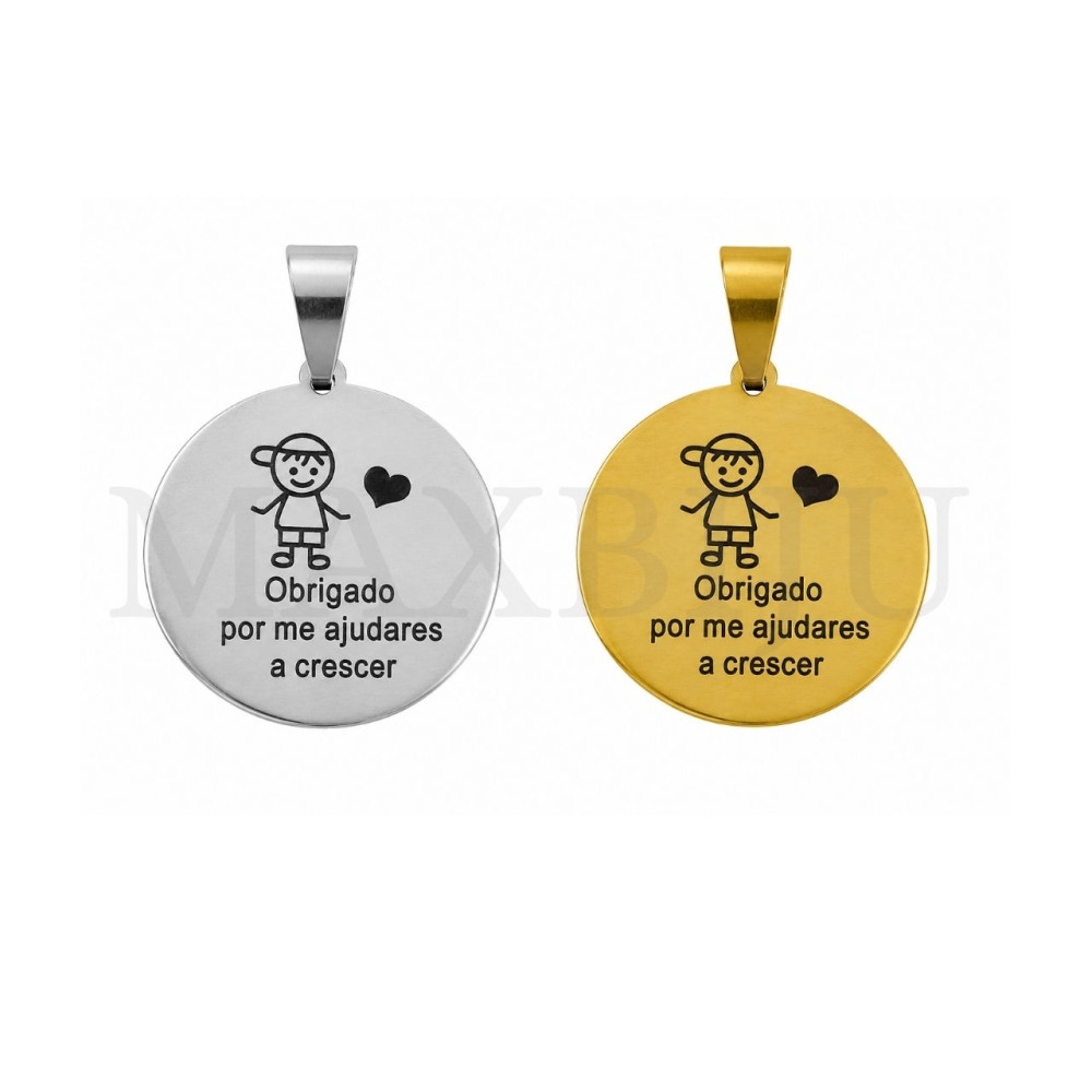 Stainless Steel Pendant "obrigado por me ajudares a crescer" - 25mm