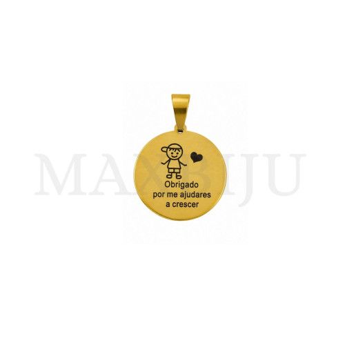 Stainless Steel Pendant "obrigado por me ajudares a crescer" - 25mm