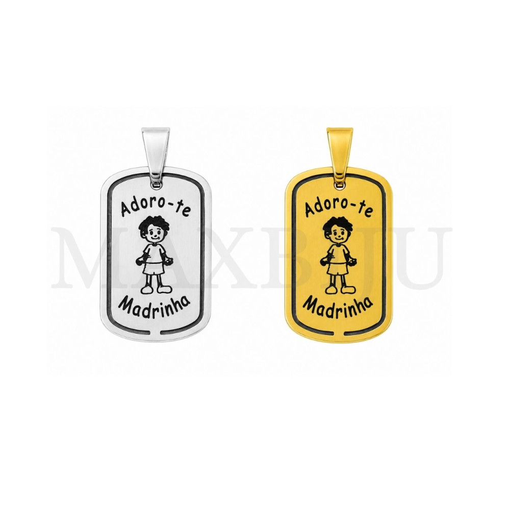 Stainless Steel Pendant "Adoro-te Madrinha" - 19x30mm
