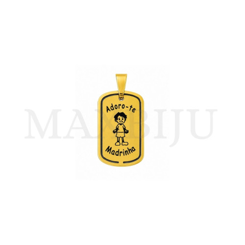 Stainless Steel Pendant "Adoro-te Madrinha" - 19x30mm