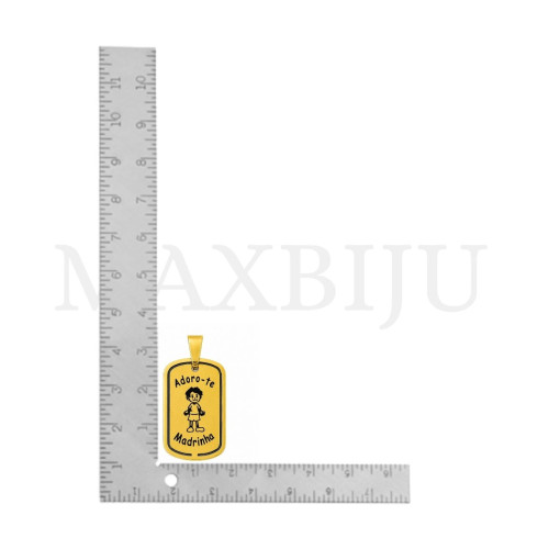 Stainless Steel Pendant "Adoro-te Madrinha" - 19x30mm