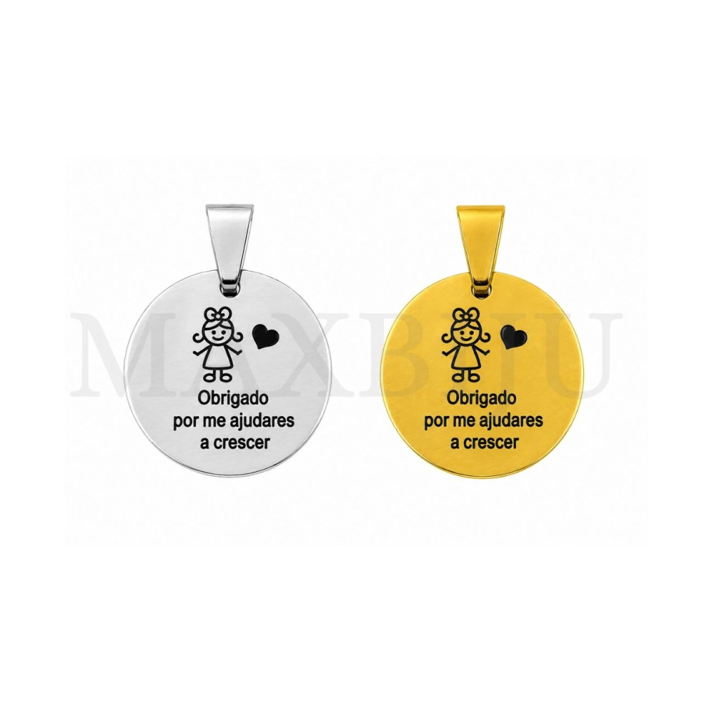 Stainless Steel Pendant "obrigado por me ajudares a crescer" - 25mm