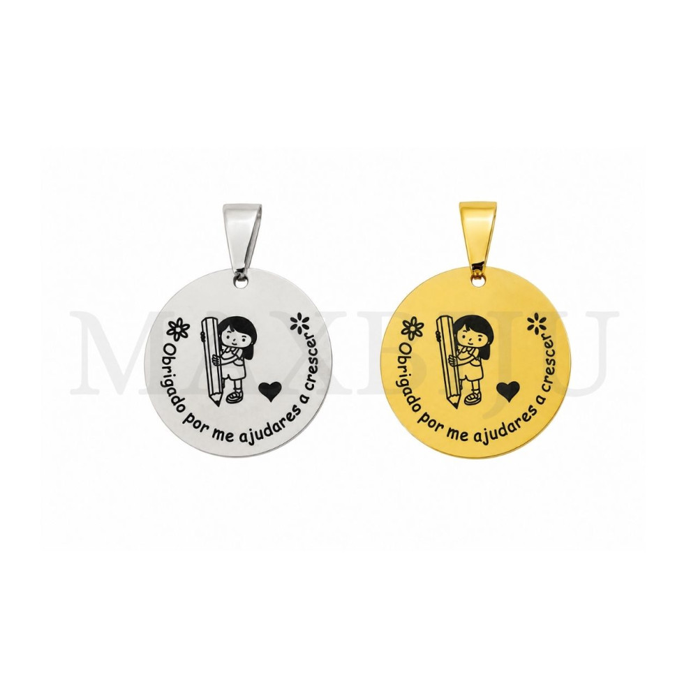Stainless Steel Pendant "obrigado por me ajudares a crescer" - 25mm