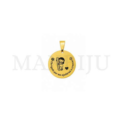 Stainless Steel Pendant "obrigado por me ajudares a crescer" - 25mm