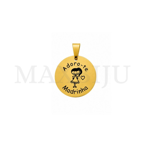 Stainless Steel Pendant "Adoro-te Madrinha" - 30mm