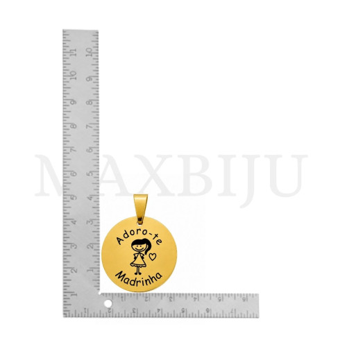 Stainless Steel Pendant "Adoro-te Madrinha" - 30mm