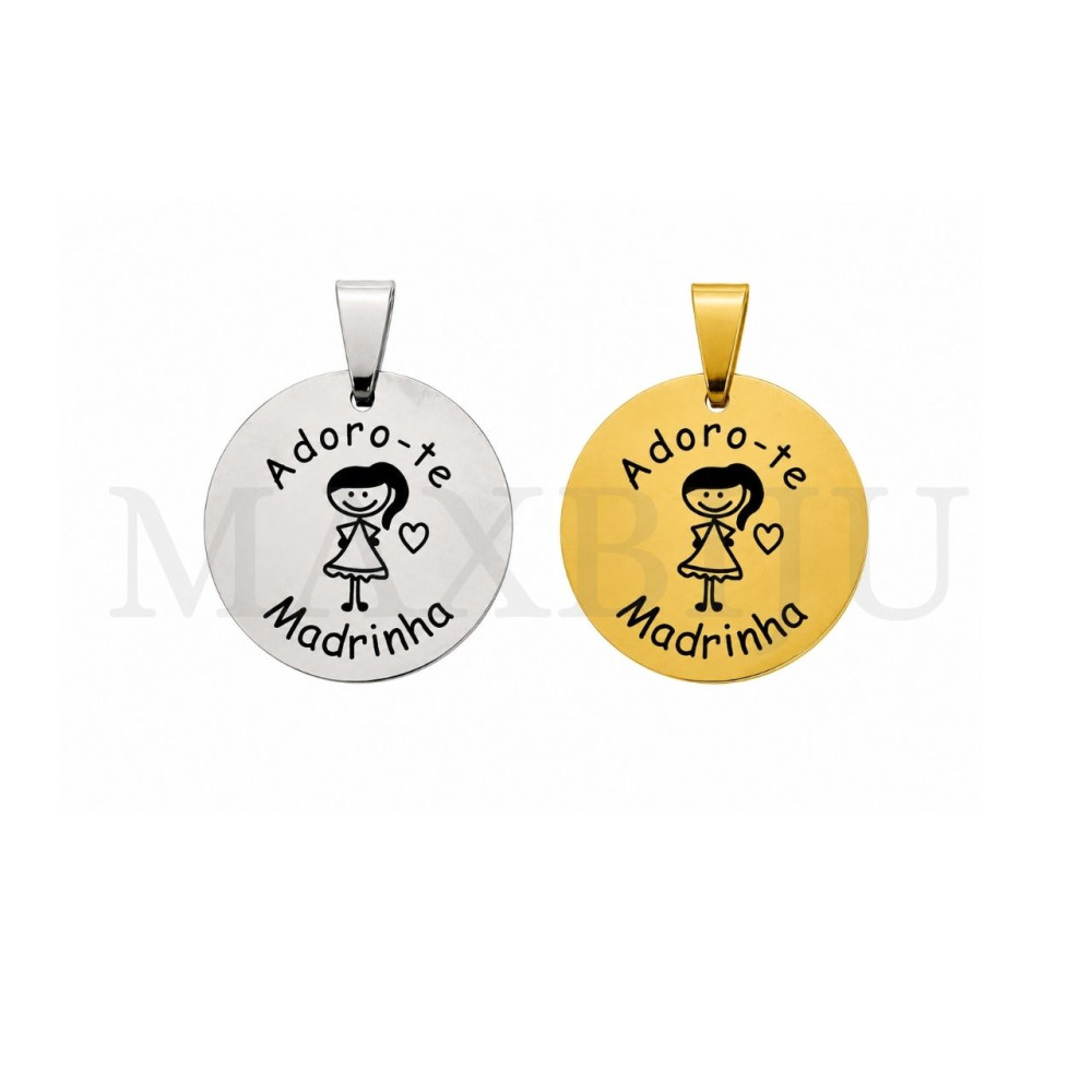 Stainless Steel Pendant "Adoro-te Madrinha" - 20mm