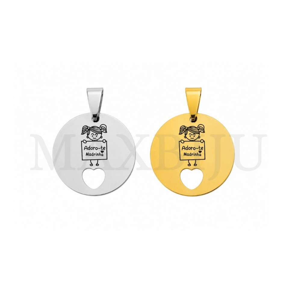 Stainless Steel Pendant "Adoro-te Madrinha" - 25mm