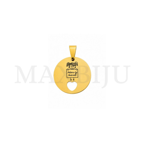 Stainless Steel Pendant "Adoro-te Madrinha" - 25mm