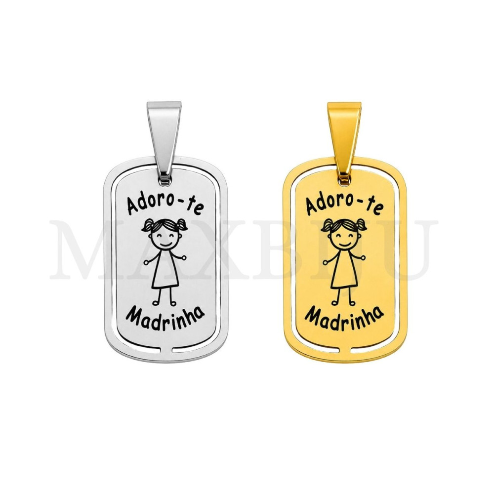 Stainless Steel Pendant "Adoro-te Madrinha" - 19x30mm