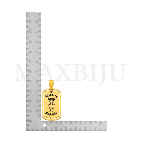 Stainless Steel Pendant "Adoro-te Madrinha" - 19x30mm