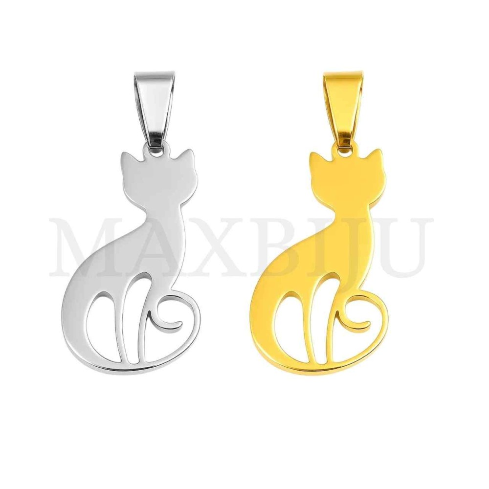 Stainless Steel Cat Pendant 16x28mm