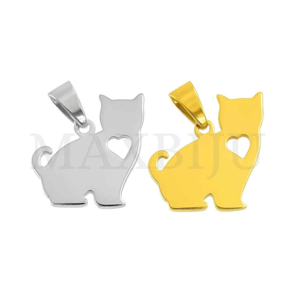 Stainless Steel Cat Pendant 18x20mm