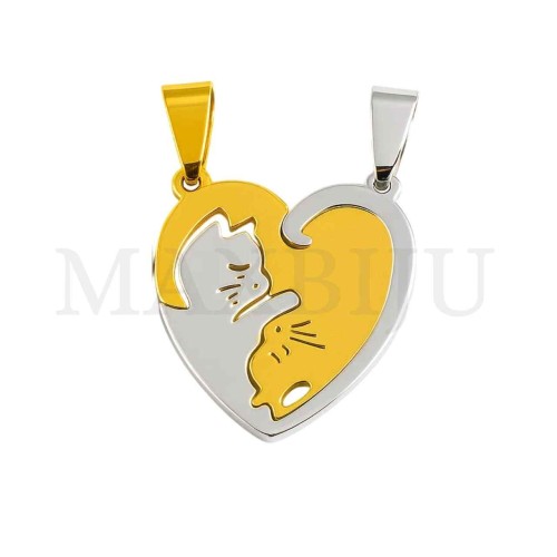 Stainless Steel Cat Pendant 30x32mm