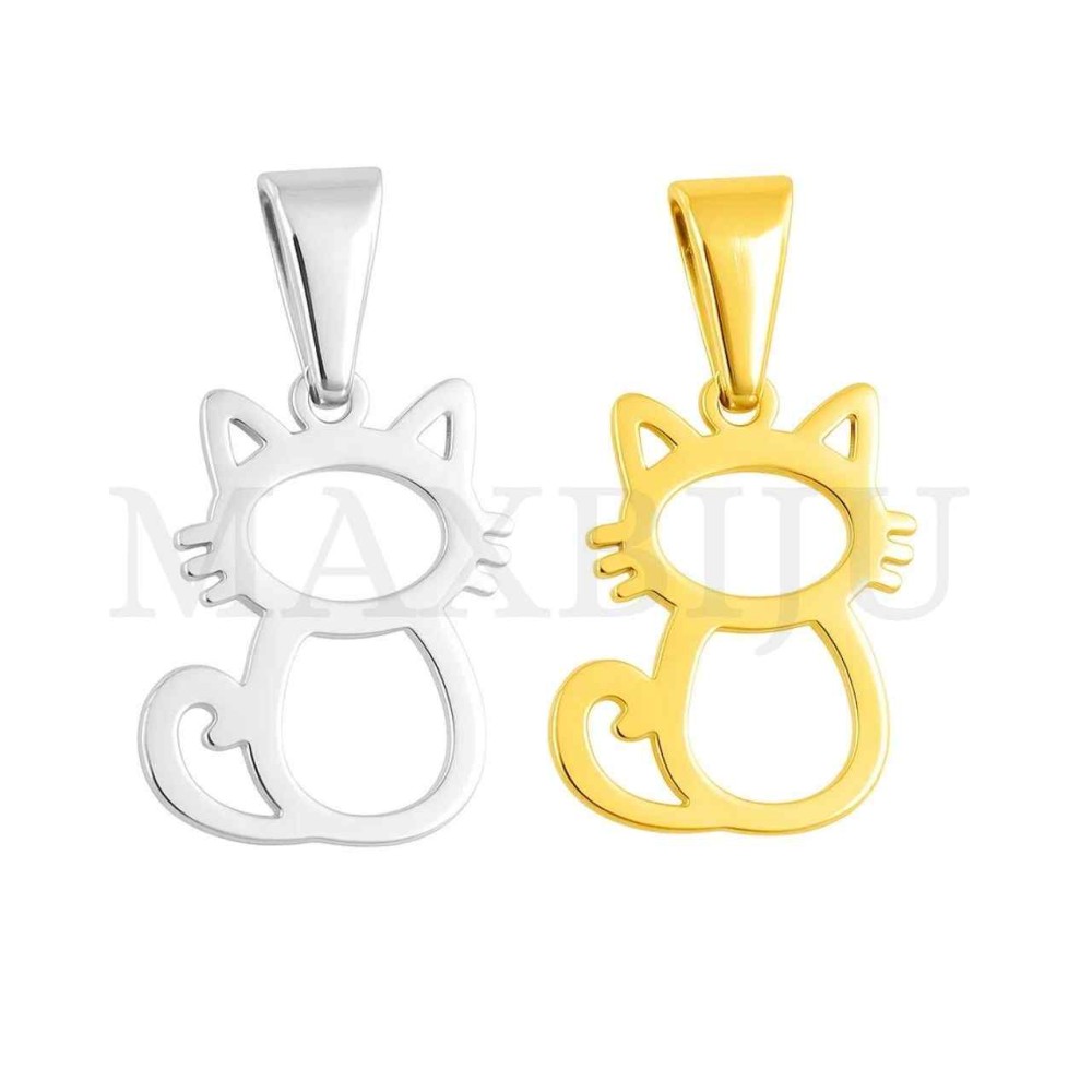 Stainless Steel Cat Pendant 14x19mm
