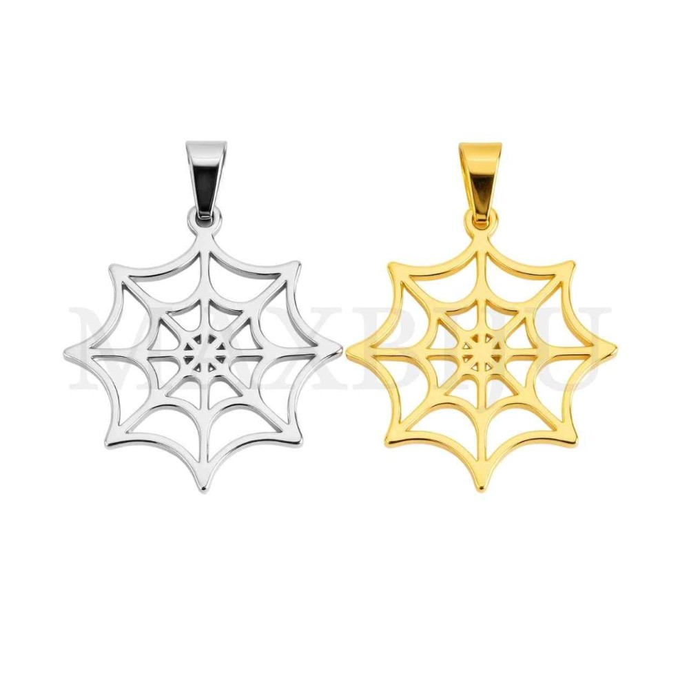 Stainless Steel Spider Web Pendant 22mm