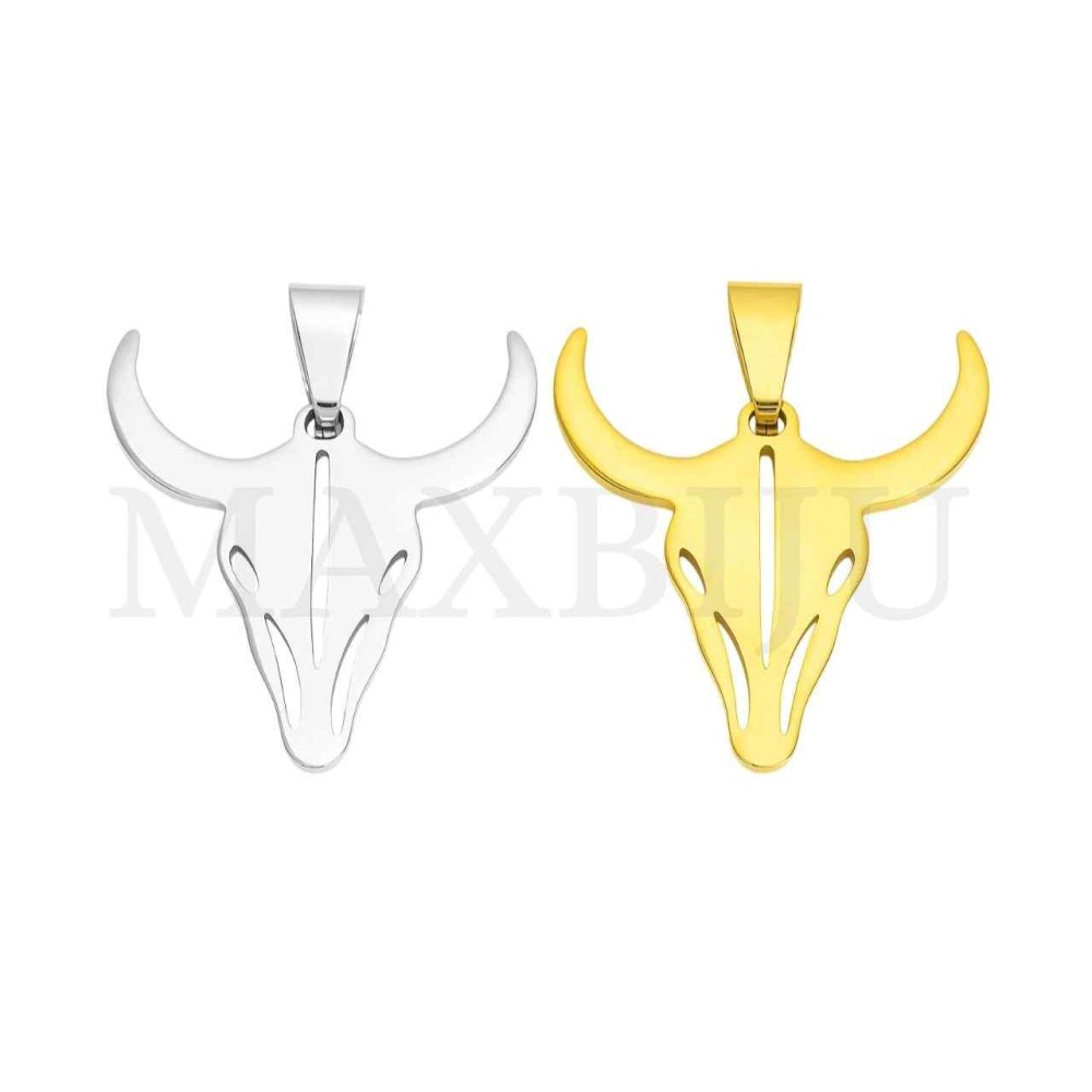 Stainless Steel Bull's Head Pendant 18x25mm