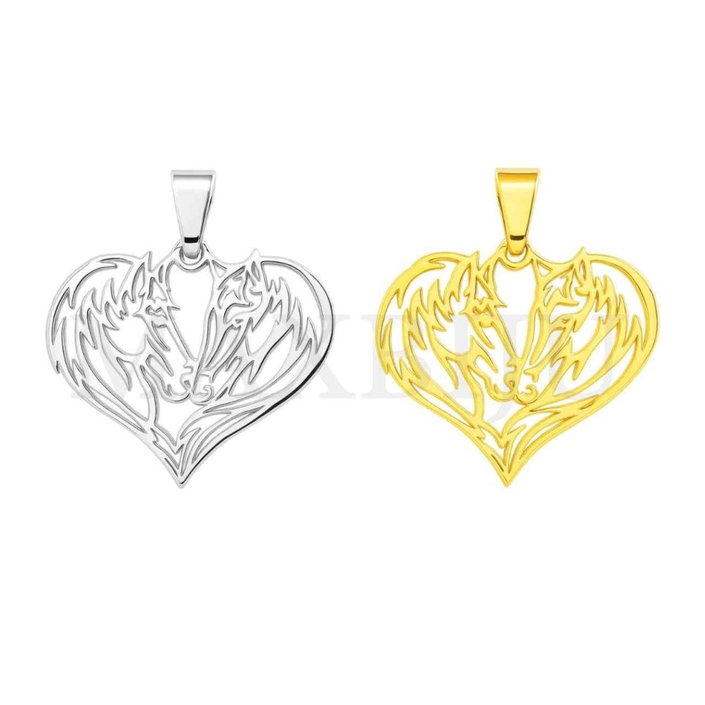 Stainless Steel Horses Pendant 25x21mm