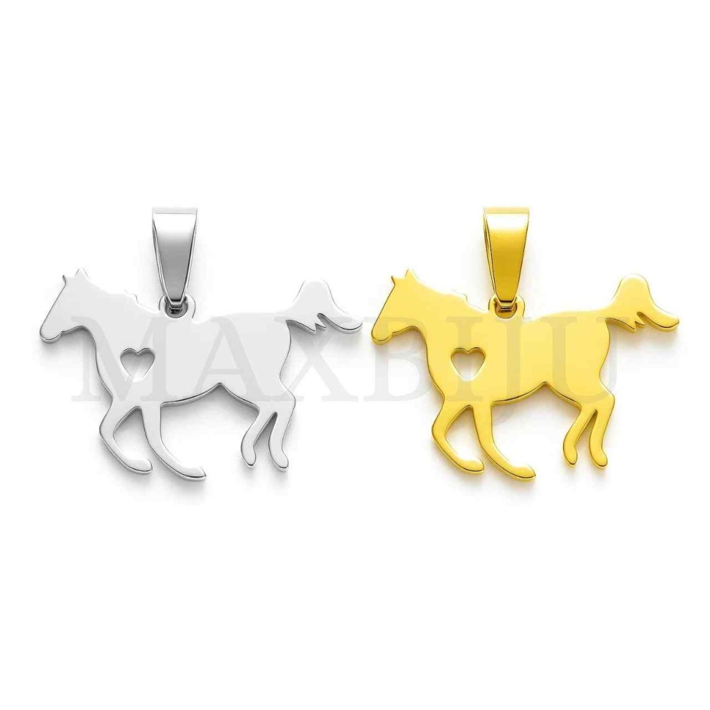 Stainless Steel Horses Pendant 30x23mm