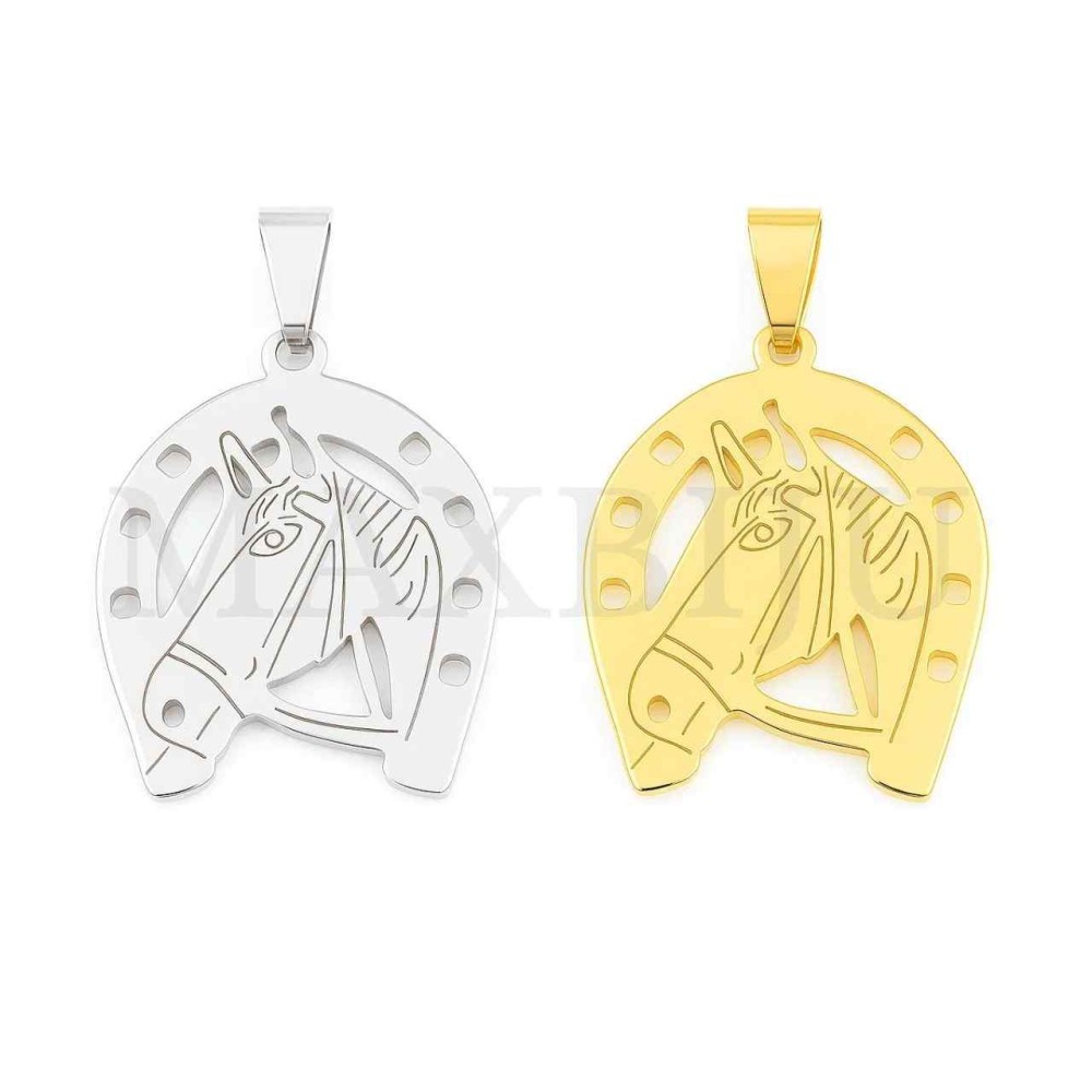 Stainless Steel Horses Pendant 27x35mm
