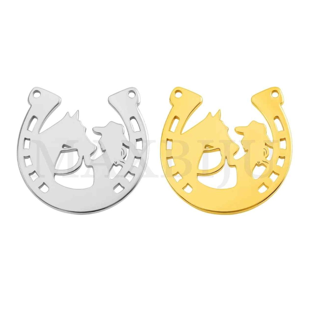 Stainless Steel Horse and Woman Pendant 26x26mm