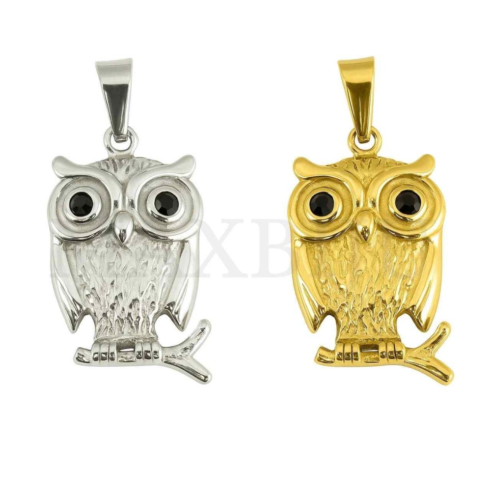 Stainless Steel Owl Pendant 21x35mm