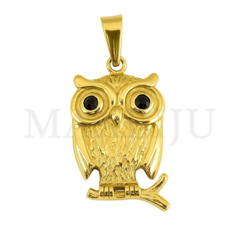 Stainless Steel Owl Pendant 21x35mm