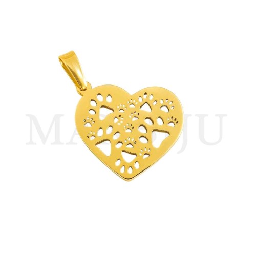 Stainless Steel Heart With Dog Paw Pendant 20x20mm