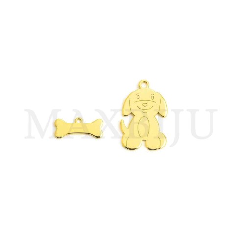 Stainless Steel Dog and Bone Pendant (15x23mm/15x5mm)