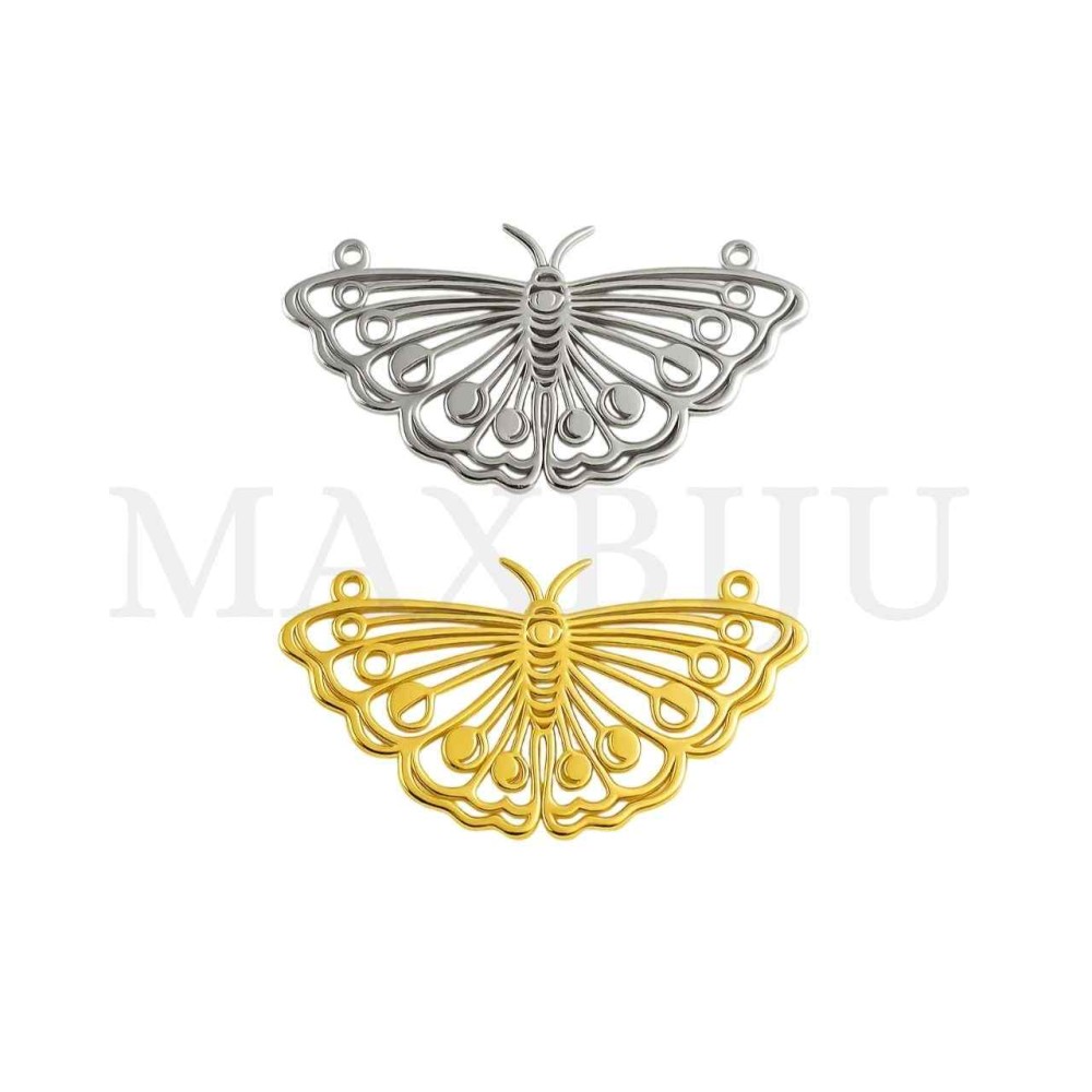 Stainless Steel Moth Pendant 35x17mm