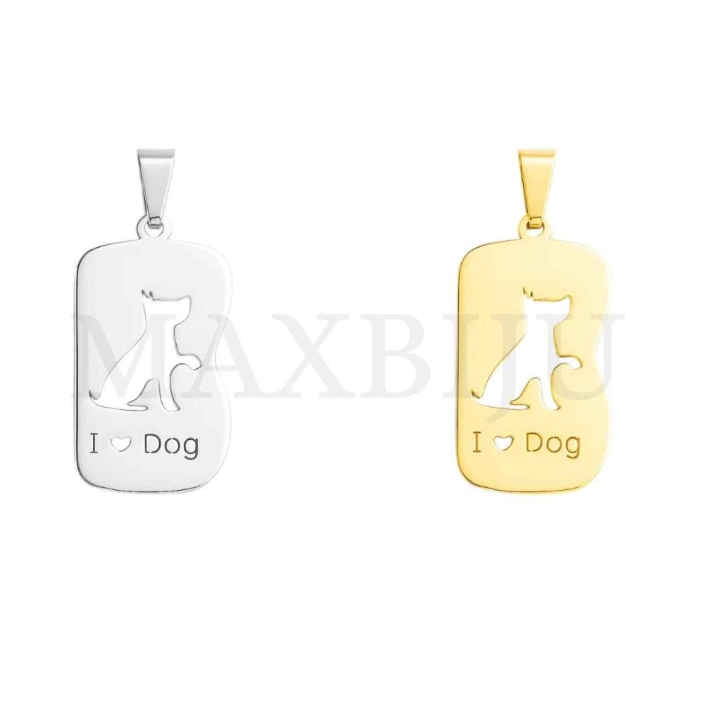Stainless Steel "I Love Dog" Pendant 28x16mm
