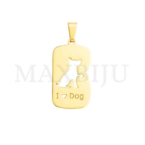 Stainless Steel "I Love Dog" Pendant 28x16mm