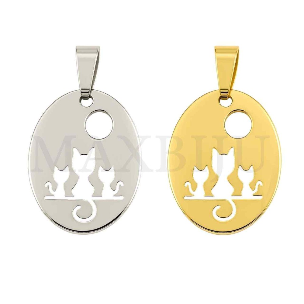 Stainless Steel Cat Pendant 16x20mm